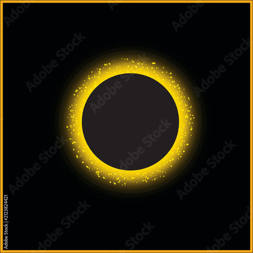 Golden Glowing Ring Solar Eclipse Abstract Vector Background
