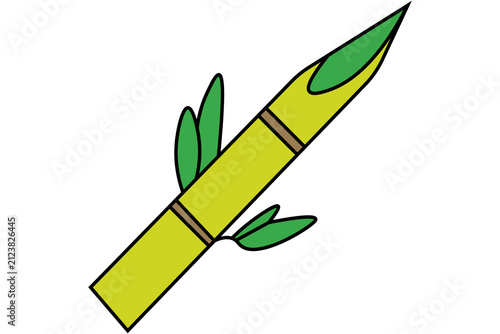 A simple 2D vector cartoon illustration depicting a bamboo spear , positioned diagonally against a plain white background.