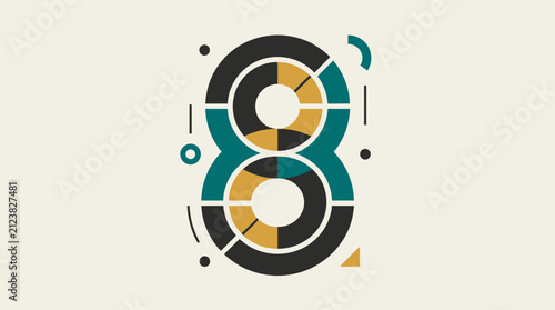 A modern abstract graphic design featuring a stylized number eight shape