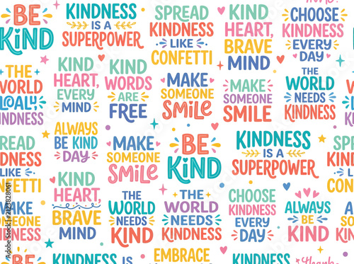 Positive Affirmations and Motivational Quotes Seamless Pattern
