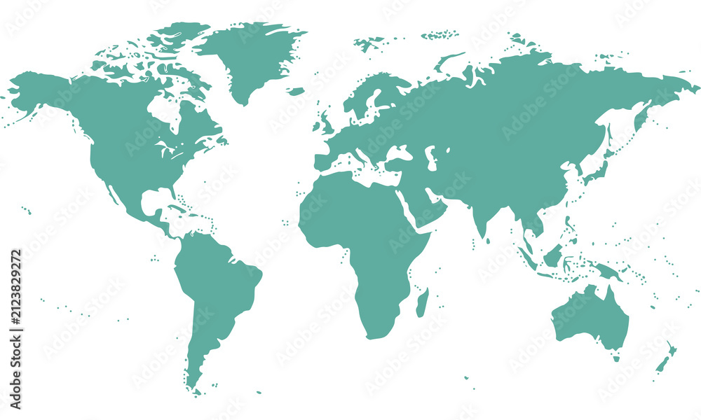 Fototapeta premium Minimal World Map Illustration Isolated on White Background, Global Geography Vector Design
