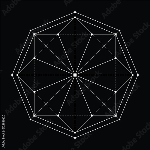 Sacred Geometry Line Art on Black Background