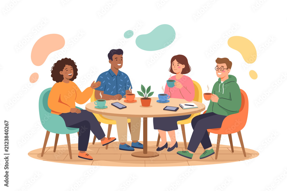 Fototapeta premium Friends Chatting Over Coffee