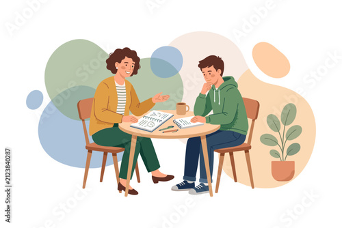 Teacher Helping Student With Studies