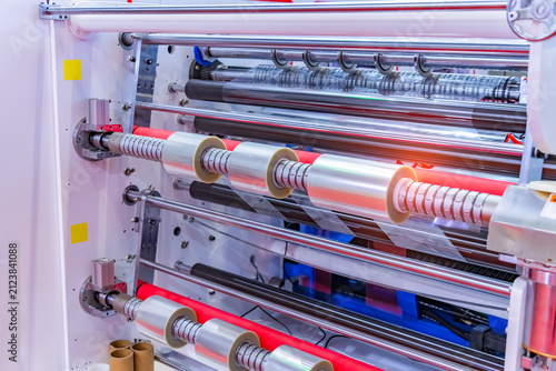 Obraz na plátně Laminating and rewinding kind of protective film machine with clamping rollers a