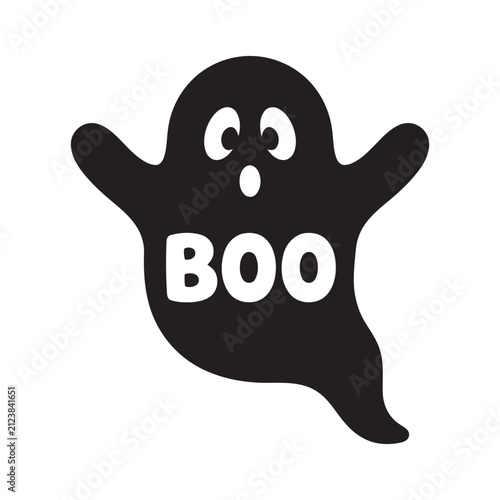 Quadro su tela Cute ghost cartoon character with boo text