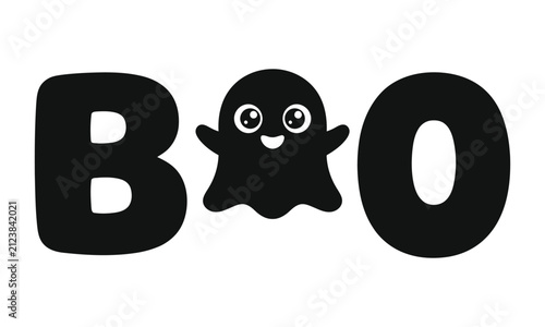 Quadro su tela Cute ghost boo halloween vector illustration