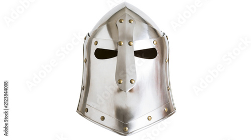 Konstfotografi Medieval knight s steel great helm with riveted plates, isolated on transparent
