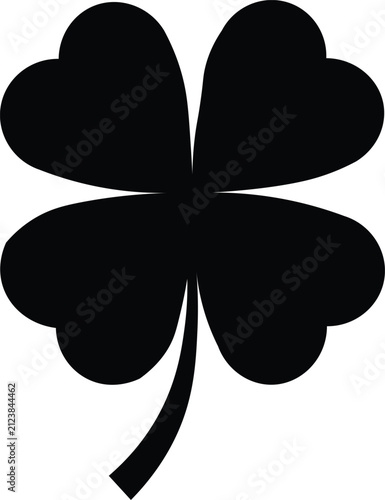 Four Leaf Clover Silhouette Vector  Lucky Shamrock Icon  Good Luck Black Illustration