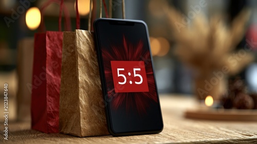Macro Detail of Smartphone Displaying Flash Sale Timing