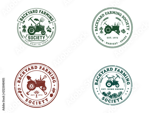 Backyard farming logo set. Vintage agricultural badge collection.