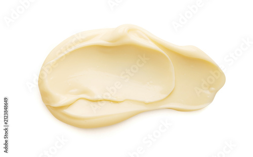 Mayonnaise line isolated, mayo sauce smear