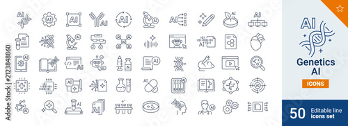Genetics AI icons Pixel perfect. laboratory, science, files, ...