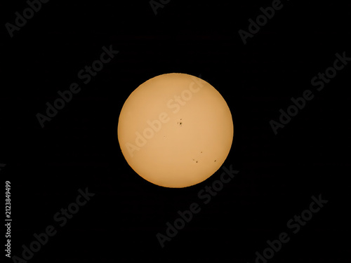 Photo of the sun showing sunspots