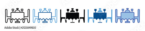 Dinner Table icon set multiple style