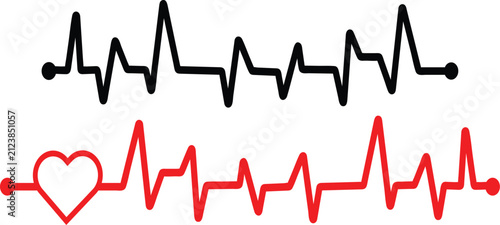 Heartbeat Pulse Line Vector Flat for Medical Health Monitoring UI