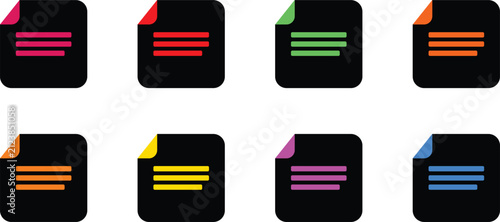 Document File Icons Set Vector Flat for Web Interface Design