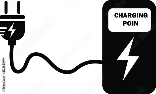 Electric Charging Point Icon Vector for EV Station Battery Power UI