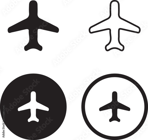Airplane Mode & Flight Settings Icon Set, Offline & Flight Mode Interface Icon Bundle, Minimal Flight Mode Vector Icons for Mobile & Web UI, Modern Airplane & Offline Mode Glyph & Line Icon Set