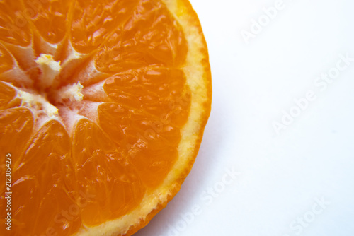 top view of an orange on a white background