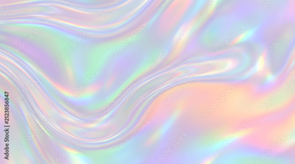 Fototapeta premium Abstract holographic background with iridescent fluid wave pattern, holographic