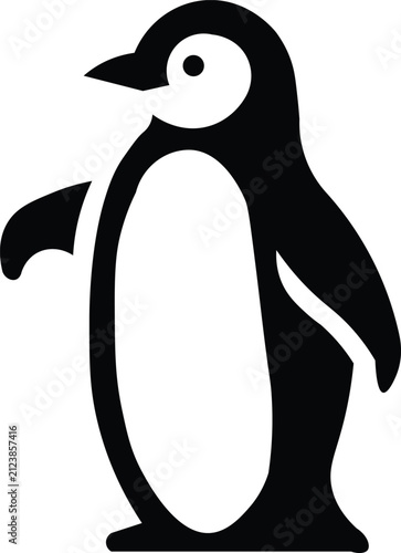 Penguin Silhouette Vector  Cute Standing Penguin Icon  Antarctic Bird Black Illustration