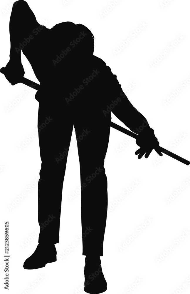 Naklejka premium Man Playing Billiard Silhouette Vector Illustration
