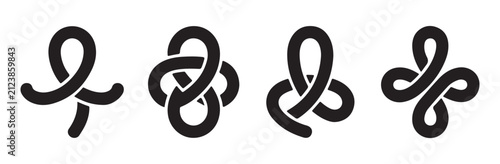 Canvastavla Set of intricate black ribbon knot designs for artistic decorative elements isolated on transparent background