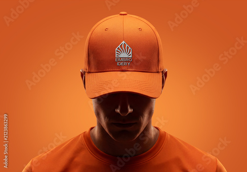 Front view Man Model Wearing Cap Hat Mockup