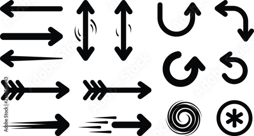 Black Arrow Vector Icon Set For Navigation Pointer Direction And Graphic Design Elements