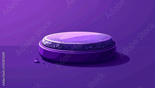 Modern robotic vacuum cleaner on purple background.