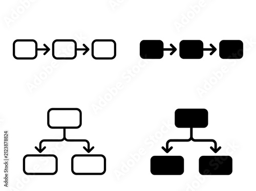 Abstract vector workflow flowchart with connection nodes and process icons
