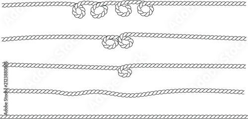 A collection of decorative rope frames and nautical border elements isolated on a clean white background for design projects