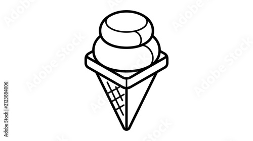Stylized ice cream cone outline simple treat