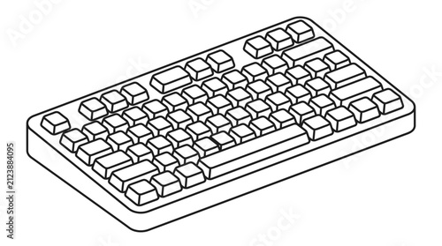 Computer keyboard device line art isolated on white background
