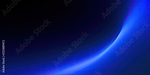 Abstract blue light curving across dark background
