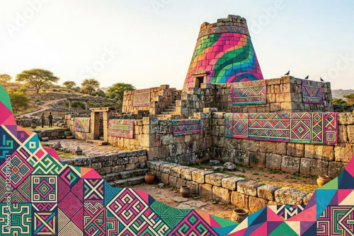 Ancient Great Zimbabwe Maximalist Chaos Vector Illustration