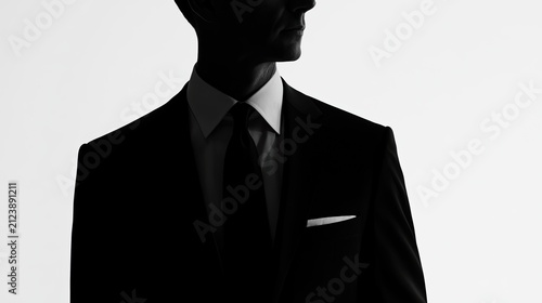 Silhouetted man in a sharp suit with a crisp white pocket square