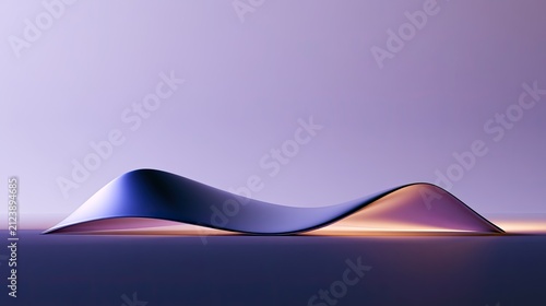 Abstract flowing form with iridescent sheen against soft gradient