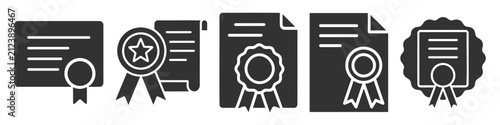 Foto Set of certificate and award icons in black silhouette style