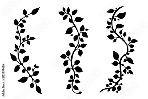 Three elegant black leafy vine dividers