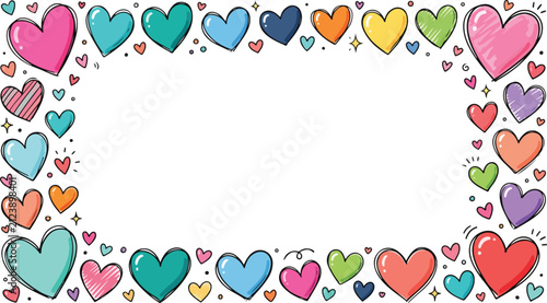 Frame with Colorful Hearts