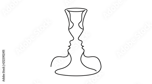 Rubin's Vase Optical Illusion Continuous Line Art Drawing