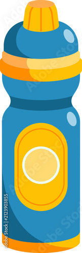 Reusable sports water bottle flat vector illustration for fitness and hydration concepts