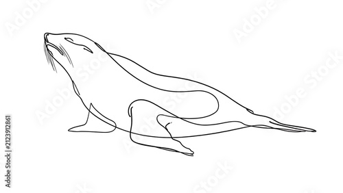 Minimalist seal line drawing on white background.