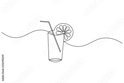 Bottle line art editable stroke continuous one line drawing with fork and wave
