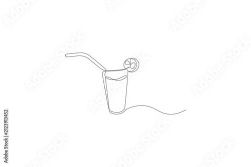 Bottle line art editable stroke continuous one line drawing with fork and wave
