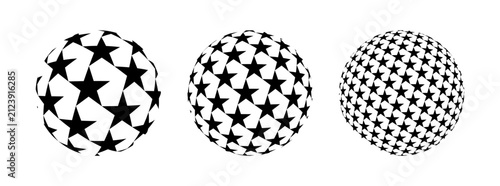 Ball Sphere With Five Points Star Pattern Vector Illustration Set