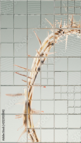 Картината върху платно Distorted thorns behind recursive glass 3d render.