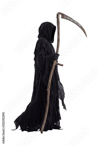 Obraz na płótnie Grim reaper with scythe isolated on transparent background